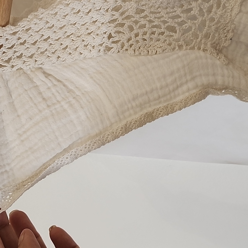 White Cotton Crochet‎ Mini Dress/Tunic size M - Picture 3 of 5